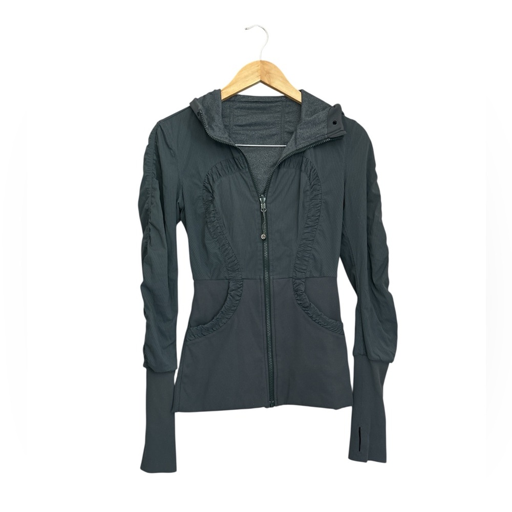 Lululemon Dance Studio Gray Hoodie Jacket Reversible Slim Fit Size 4
